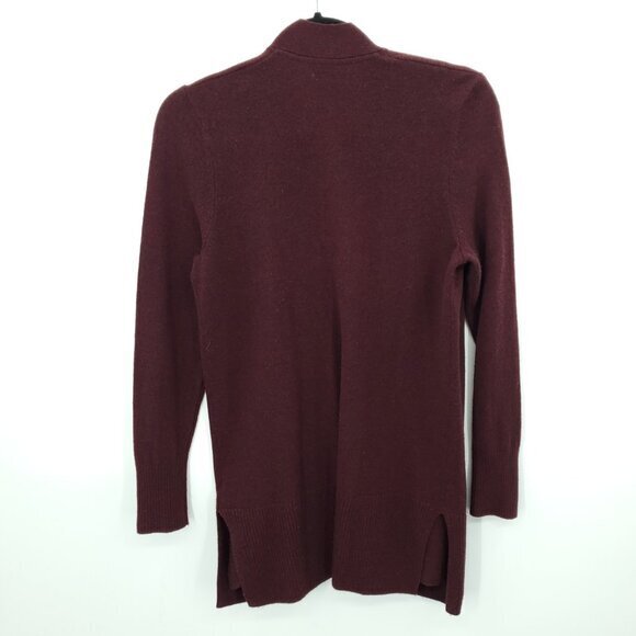 L.L. Bean 100% Cashmere Open Front Patch Pocket Cardigan PS Maroon/Burgundy Red - Picture 2 of 14